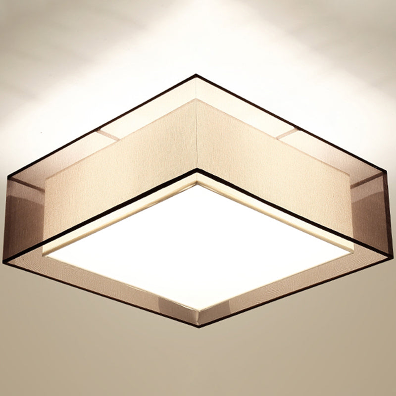 Fabric Geometrical Flush Mount Light Fixture Traditional Bedroom Flush Mount Ceiling Light
