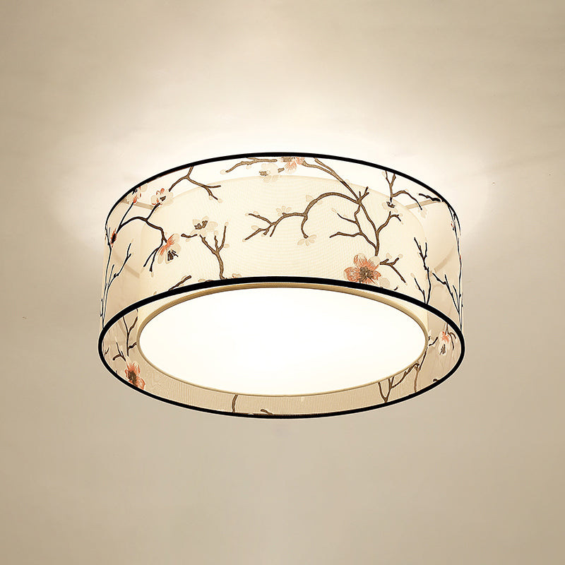 Fabric Geometrical Flush Mount Light Fixture Traditional Bedroom Flush Mount Ceiling Light