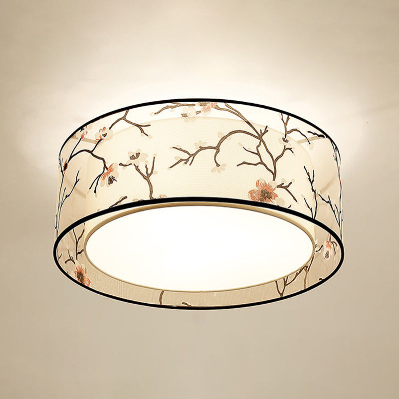 Fabric Geometrical Flush Mount Light Fixture Traditional Bedroom Flush Mount Ceiling Light