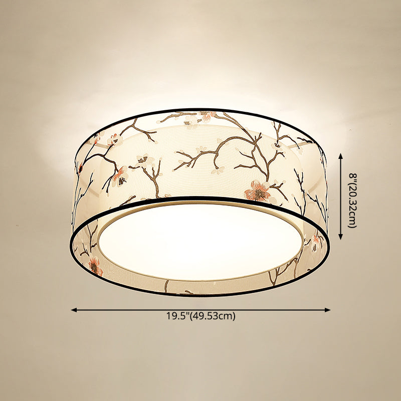 Fabric Geometrical Flush Mount Light Fixture Traditional Bedroom Flush Mount Ceiling Light