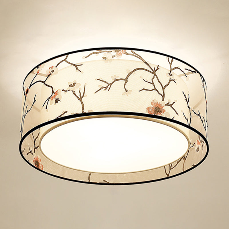 Fabric Geometrical Flush Mount Light Fixture Traditional Bedroom Flush Mount Ceiling Light