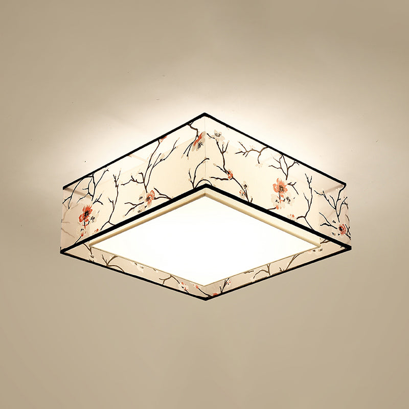 Fabric Geometrical Flush Mount Light Fixture Traditional Bedroom Flush Mount Ceiling Light
