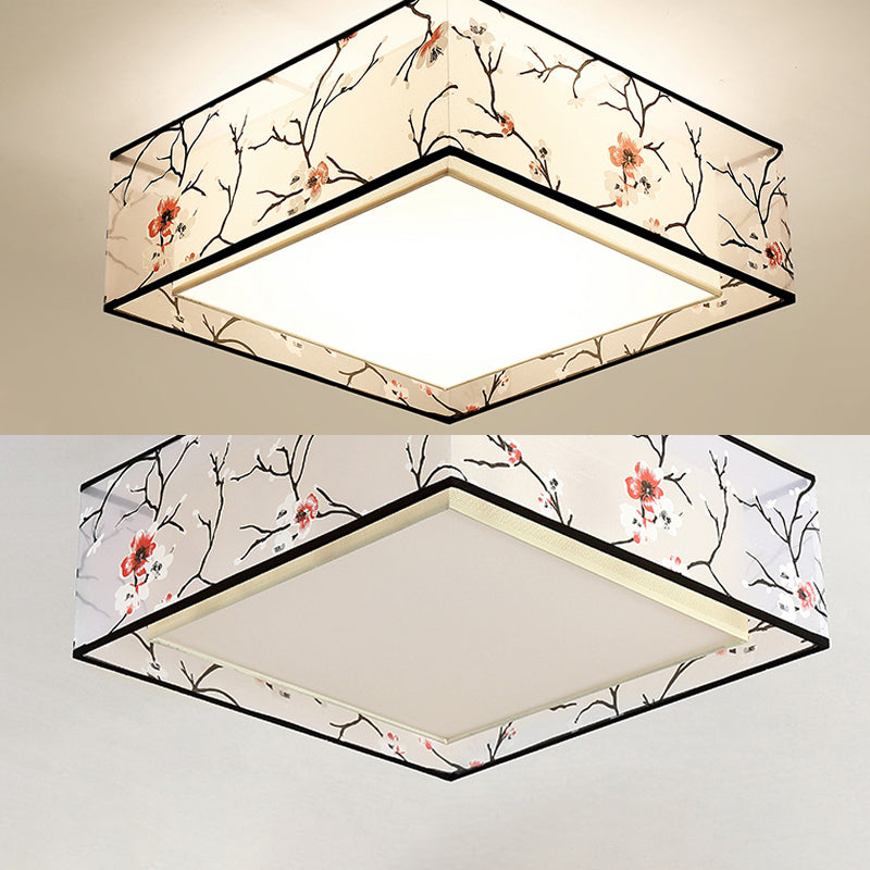 Fabric Geometrical Flush Mount Light Fixture Traditional Bedroom Flush Mount Ceiling Light