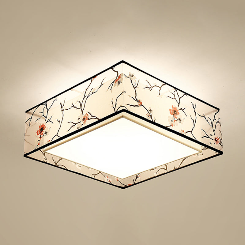Fabric Geometrical Flush Mount Light Fixture Traditional Bedroom Flush Mount Ceiling Light