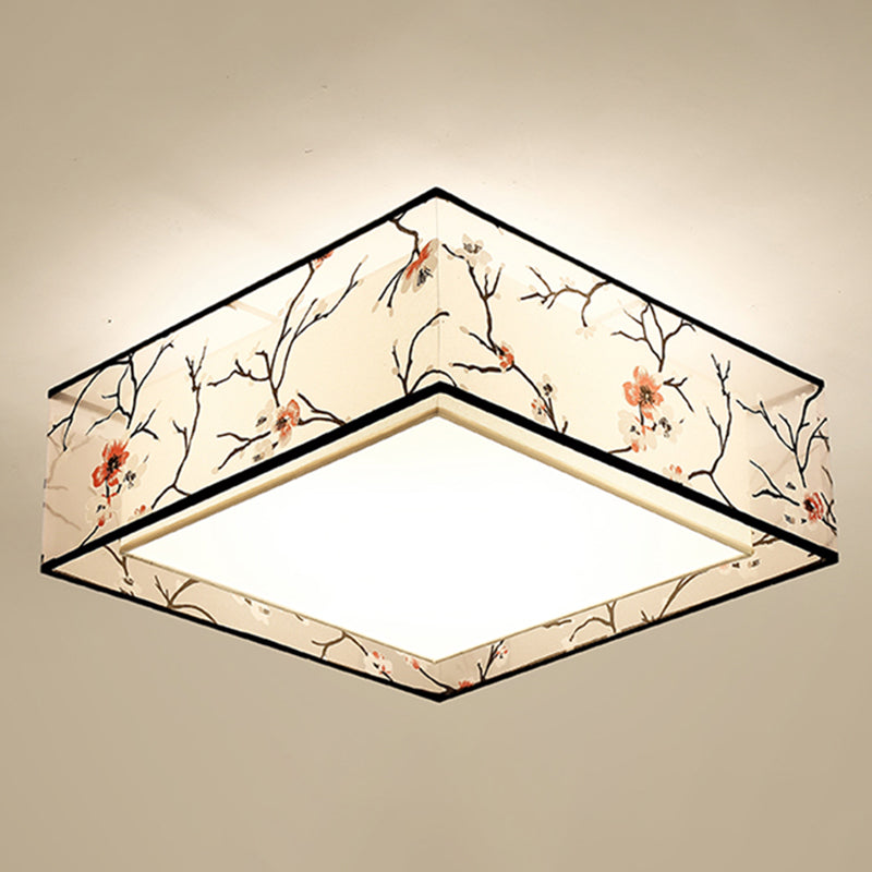 Fabric Geometrical Flush Mount Light Fixture Traditional Bedroom Flush Mount Ceiling Light