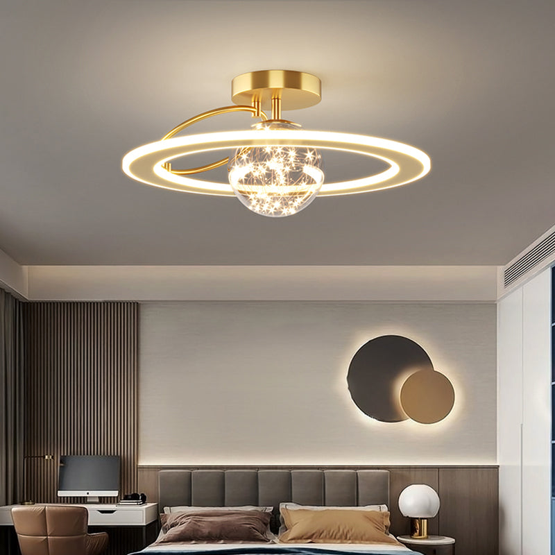 Cerchio semifulto lampada a montaggio acrilico moderno lampade a soffitto a filo a filo per camera da letto