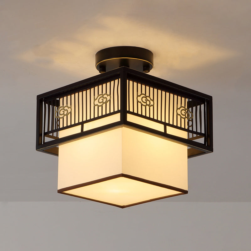 Shaded Aisle Ceiling Flush Mount Traditional-Style Fabric Black Ceiling Mounted Fixture