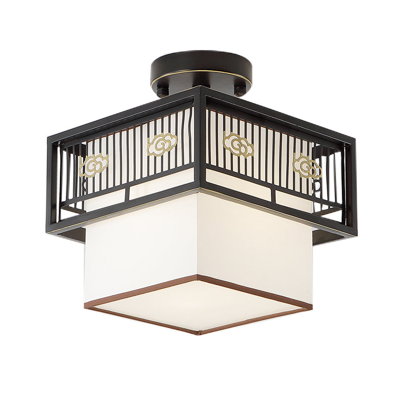 Shaded Aisle Ceiling Flush Mount Traditional-Style Fabric Black Ceiling Mounted Fixture