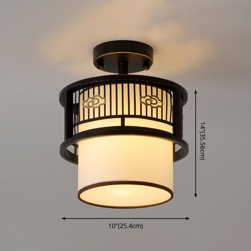 Shaded Aisle Ceiling Flush Mount Traditional-Style Fabric Black Ceiling Mounted Fixture