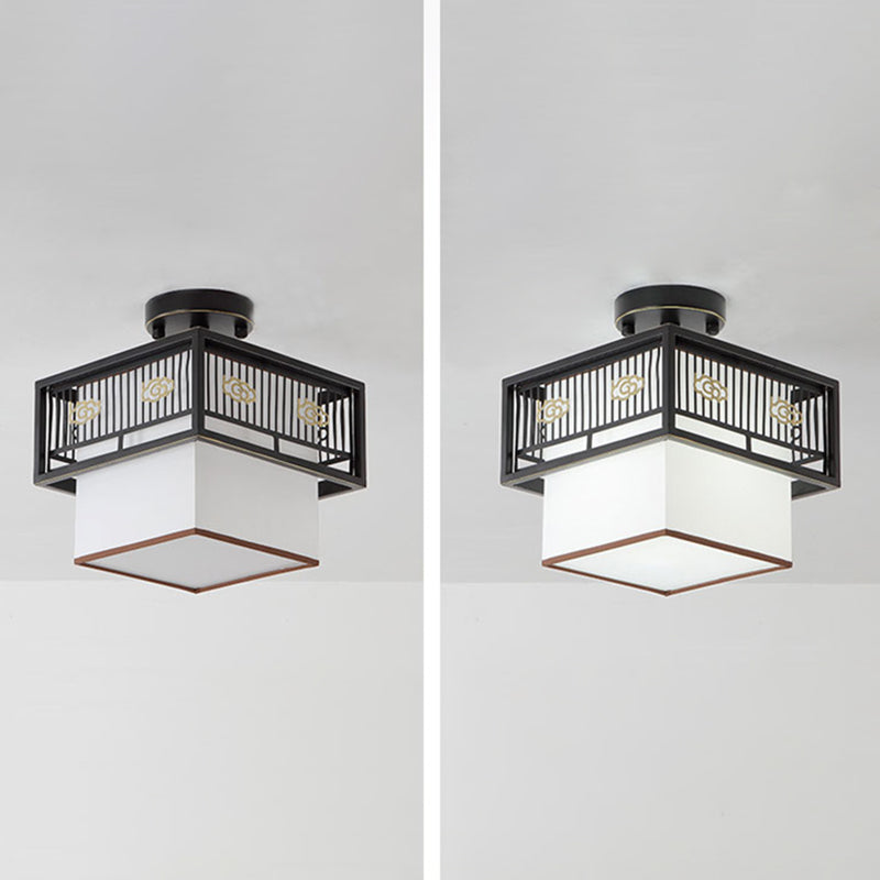 Shaded Aisle Ceiling Flush Mount Traditional-Style Fabric Black Ceiling Mounted Fixture