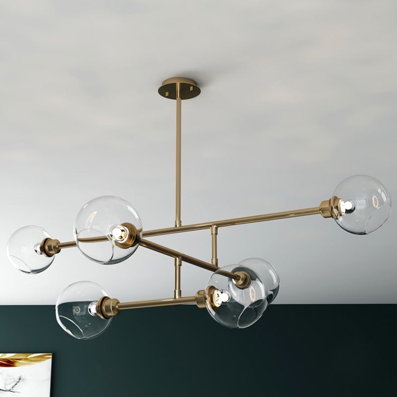 Multi-bulbs Clear Glass Chandelier Modern Styles Lighting Fixture for Living Room Bedroom