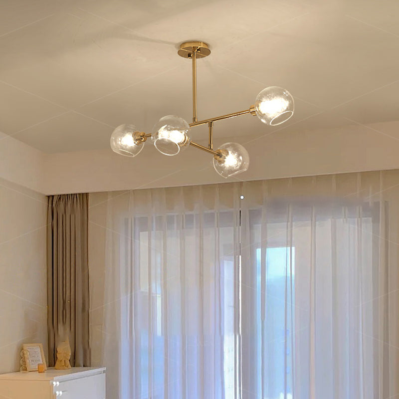 Multi-bulbs Clear Glass Chandelier Modern Styles Lighting Fixture for Living Room Bedroom