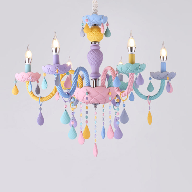 Metalen kaarsenkroonluchter verlichtingsarmatuur Nordic-stijl hanglamp in meerdere kleuren in meerkleurig