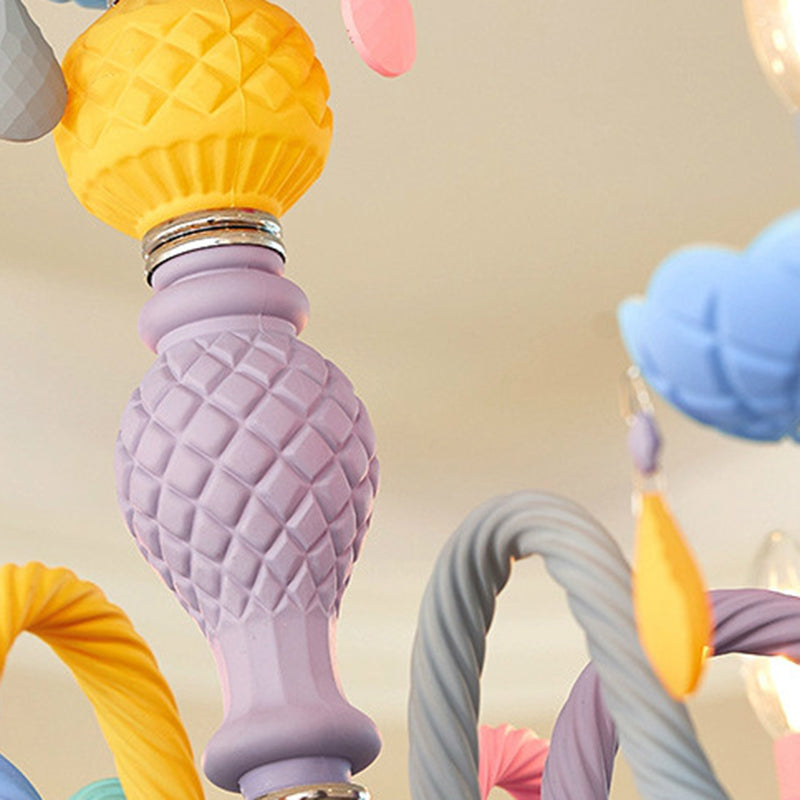 Metalen kaarsenkroonluchter verlichtingsarmatuur Nordic-stijl hanglamp in meerdere kleuren in meerkleurig