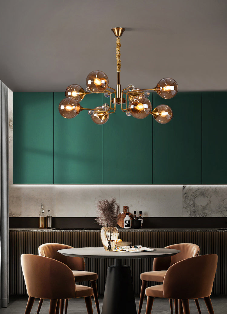 Modern Chandelier Metal Globe-Shaped Chandelier with Shade for Dining Room
