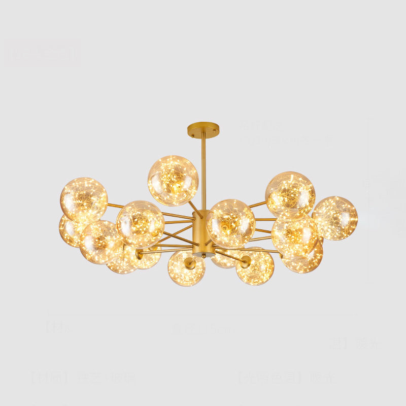 Modern Style Glass Ball Shade Chandelier Height Adjustable for Living Room Bedroom