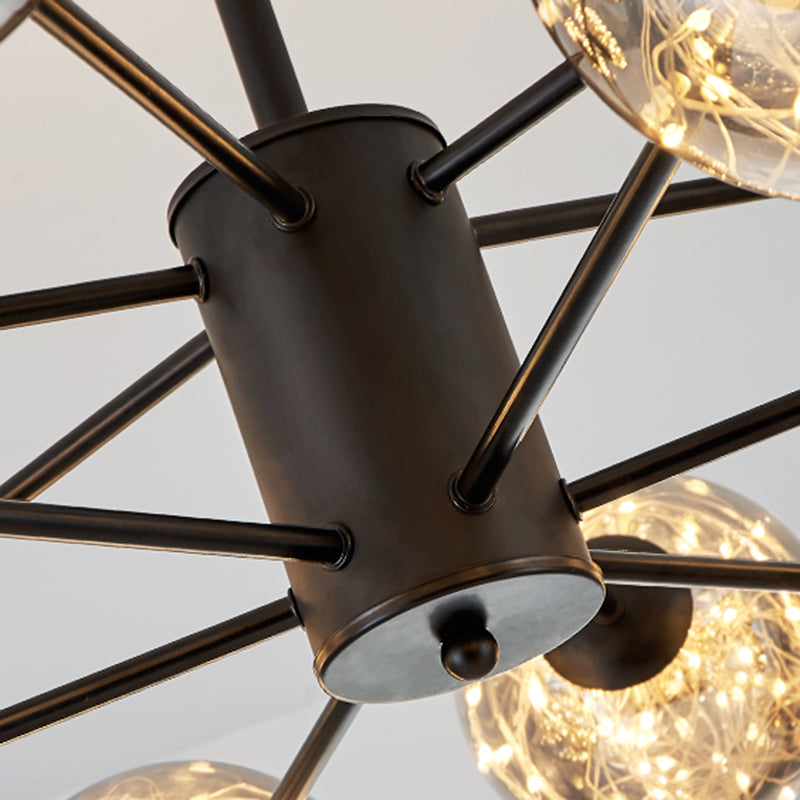 Modern Style Glass Ball Shade Chandelier Height Adjustable for Living Room Bedroom