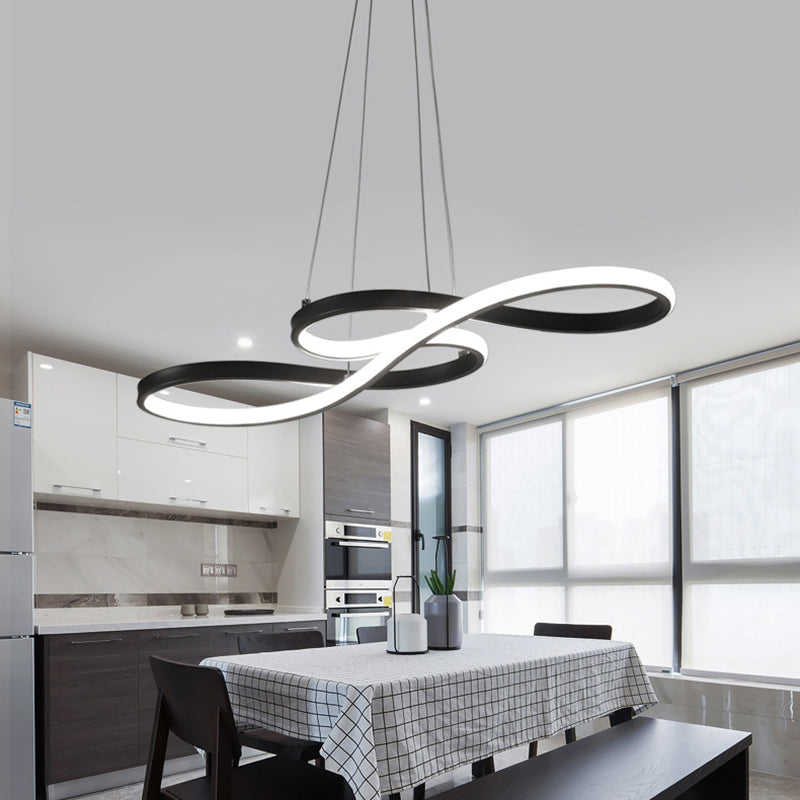 Iluminación colgante LED acrílica LED LED de giro para sala de estudio comedor