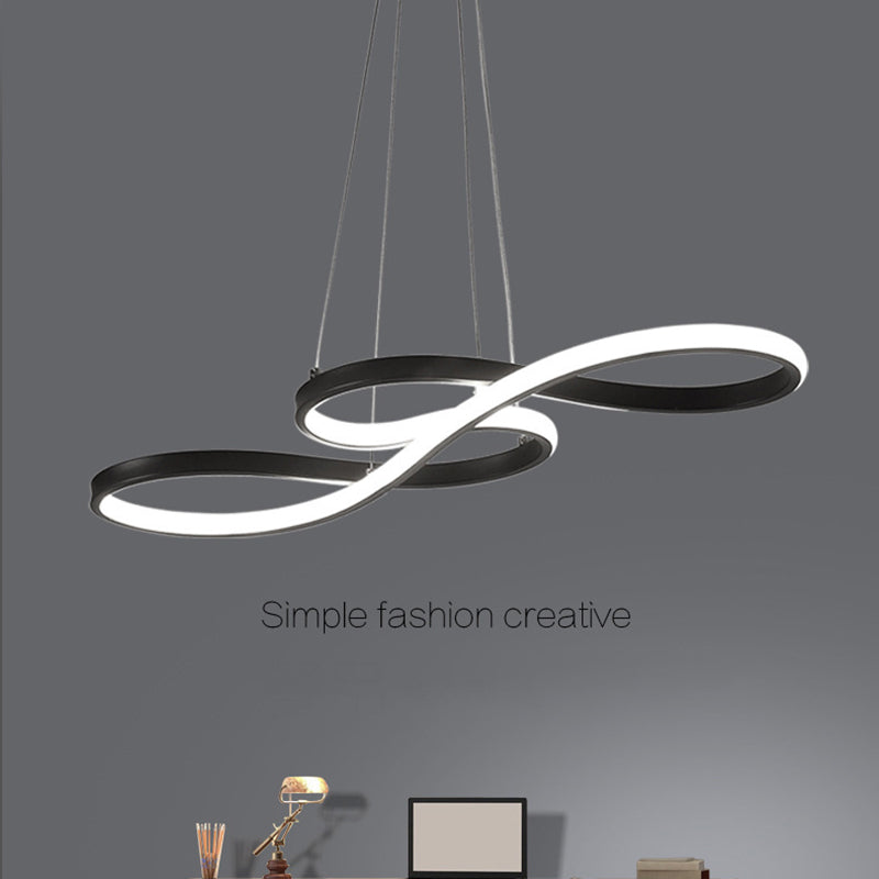 Iluminación colgante LED acrílica LED LED de giro para sala de estudio comedor