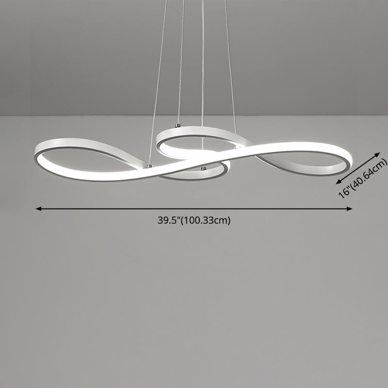 Iluminación colgante LED acrílica LED LED de giro para sala de estudio comedor