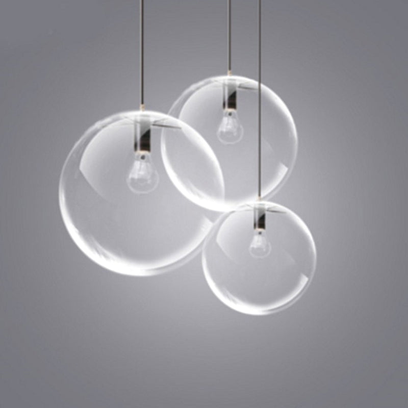 Café Bola Luz colgante de una luz Moderna de vidrio transparente Costilla de vidrio
