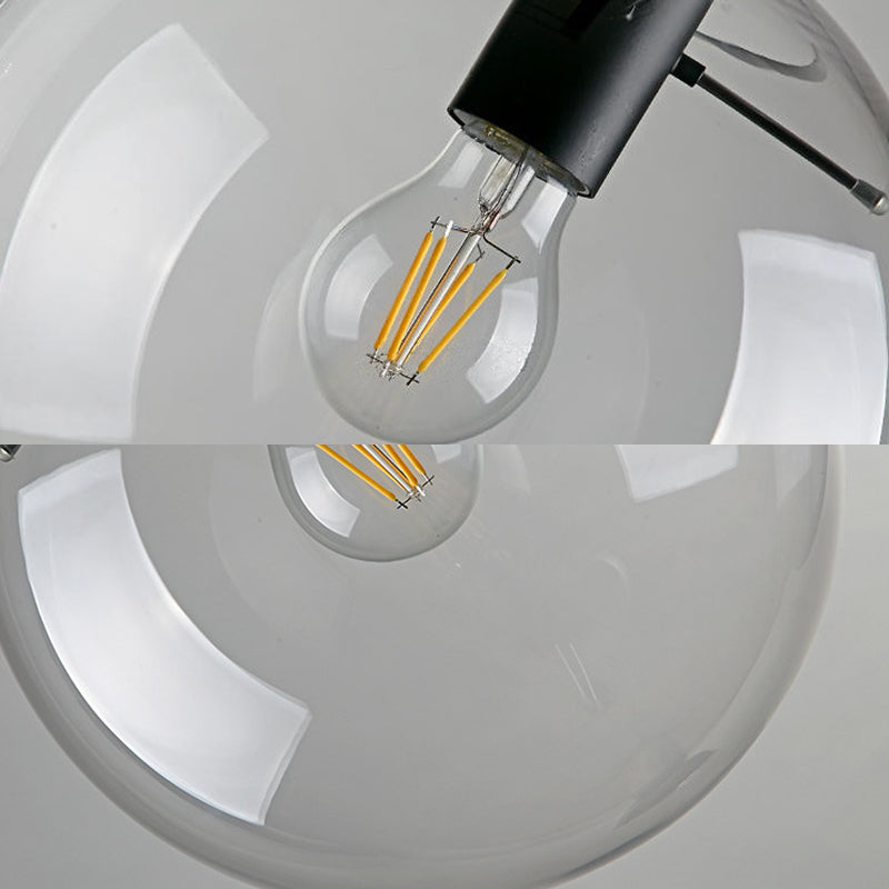 Café Bola Luz colgante de una luz Moderna de vidrio transparente Costilla de vidrio