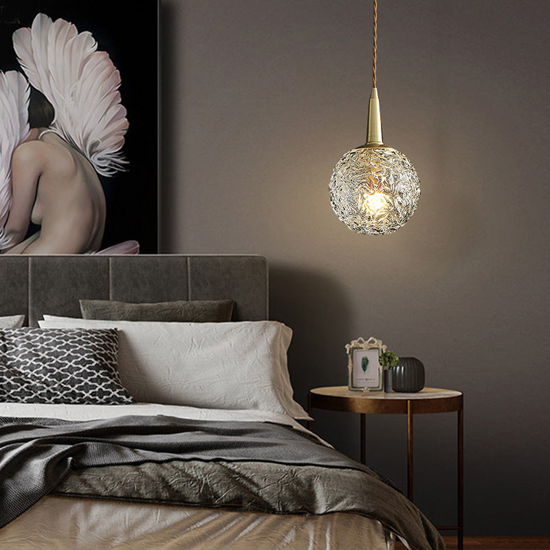 Kugelförmige Nachtpendel -Lampe Kristall 1 Kopf Minimalistisch hängende Licht in Gold