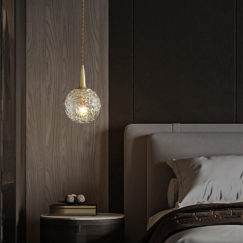 Kugelförmige Nachtpendel -Lampe Kristall 1 Kopf Minimalistisch hängende Licht in Gold