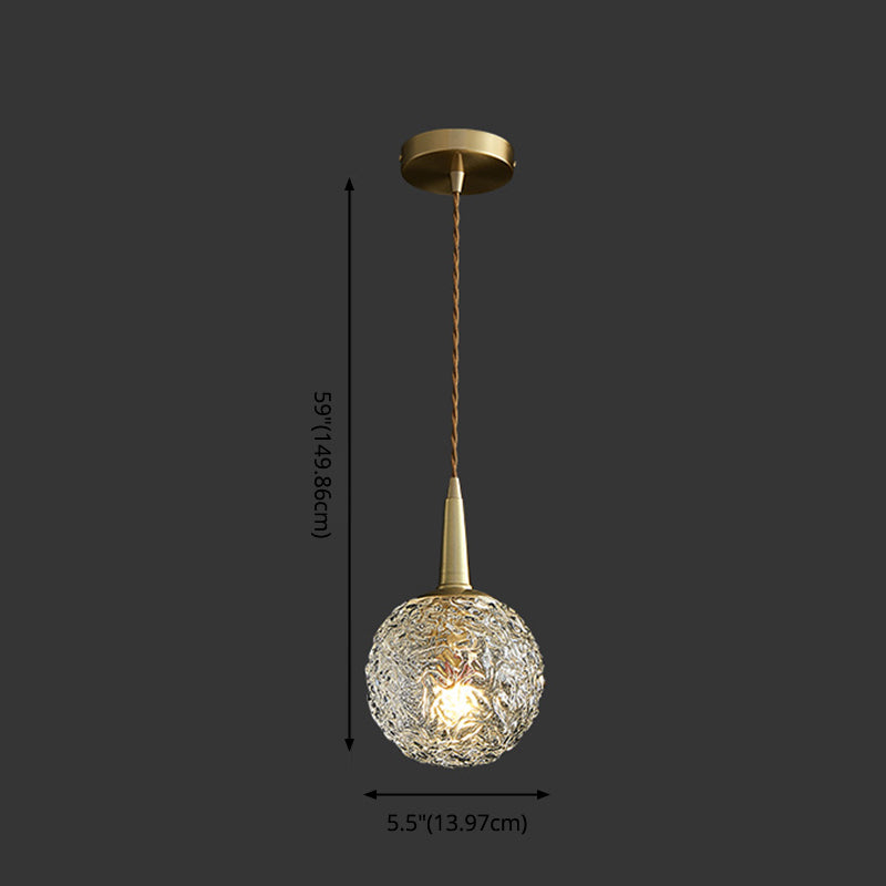 Kugelförmige Nachtpendel -Lampe Kristall 1 Kopf Minimalistisch hängende Licht in Gold