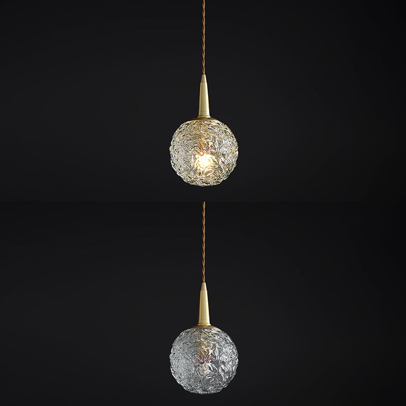 Kugelförmige Nachtpendel -Lampe Kristall 1 Kopf Minimalistisch hängende Licht in Gold