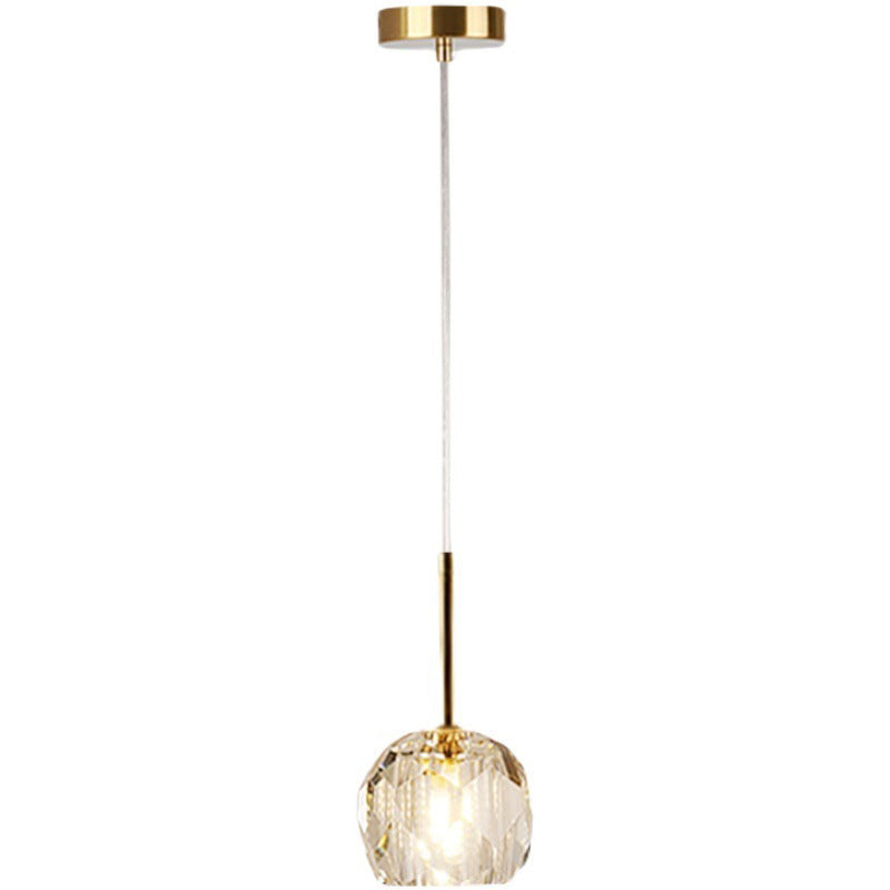 1-Licht-Schlafzimmer Decke Anhänger moderne Messing-Droplampe mit Kugelkristallschatten