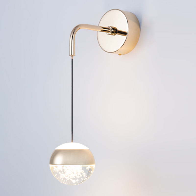 Spherical Crystal Wall Sconce Lighting Minimalist Gold Finish LED Wall Lamp