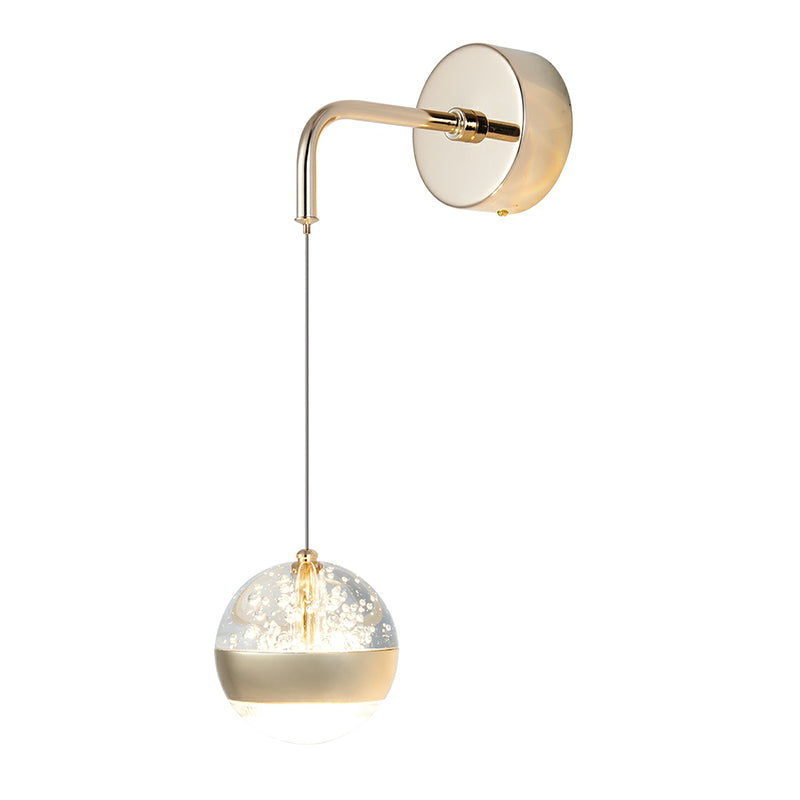 Spherical Crystal Wall Sconce Lighting Minimalist Gold Finish LED Wall Lamp
