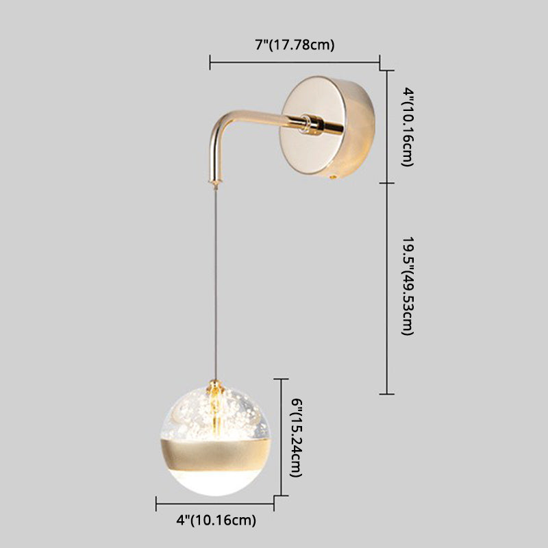 Spherical Crystal Wall Sconce Lighting Minimalist Gold Finish LED Wall Lamp