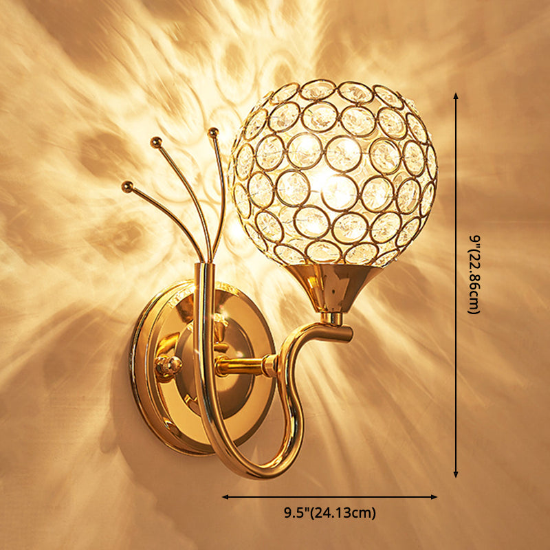 2 piezas/set de la sala de estar esférica. Lámpara de pared de estilo moderno de cristal en oro