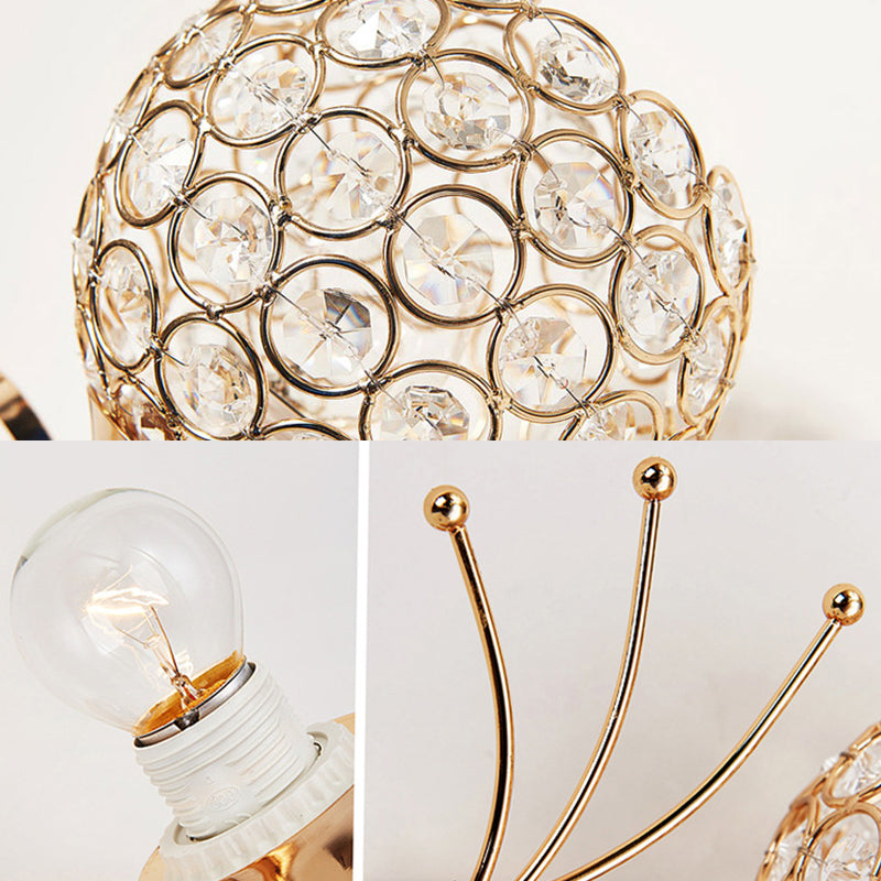 2 piezas/set de la sala de estar esférica. Lámpara de pared de estilo moderno de cristal en oro