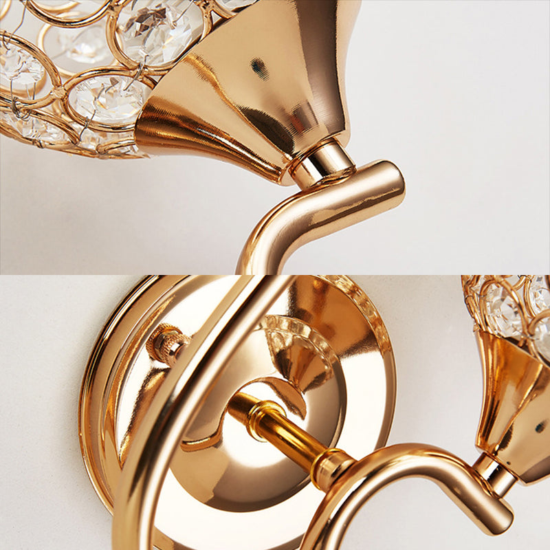 2 piezas/set de la sala de estar esférica. Lámpara de pared de estilo moderno de cristal en oro