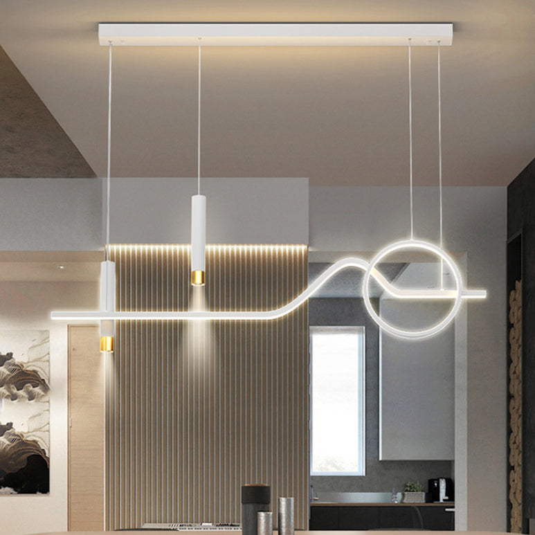 Modern Simplicity Linear LED Island Light Wrought Iron Pendant Light with Silicone Shade