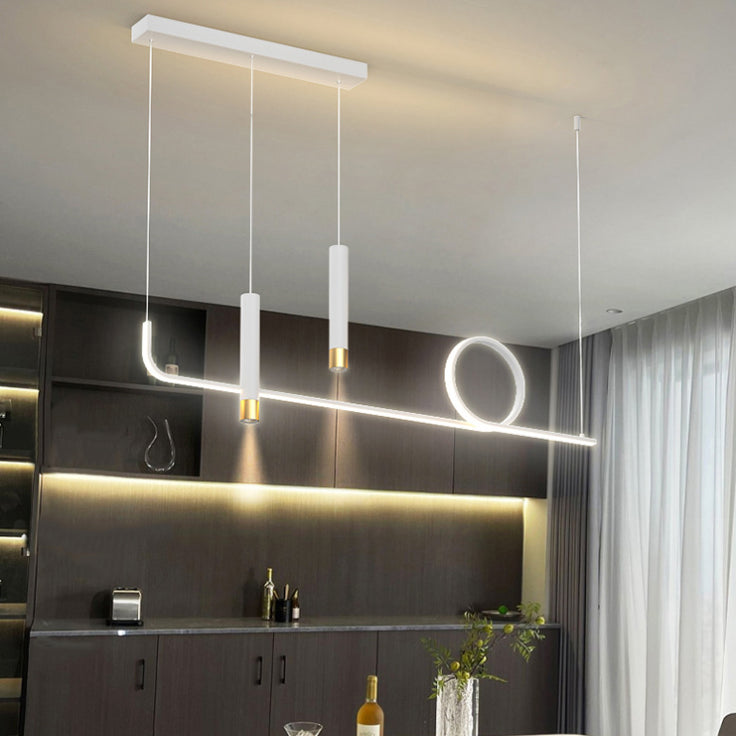 Silica Gel Linear LED Island Light in Modern Concise Style Aluminium Pendant Light for Dining Room