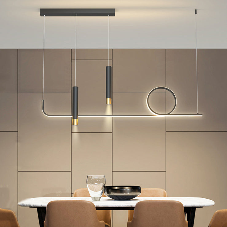 Silica Gel Linear LED Island Light in Modern Concise Style Aluminium Pendant Light for Dining Room