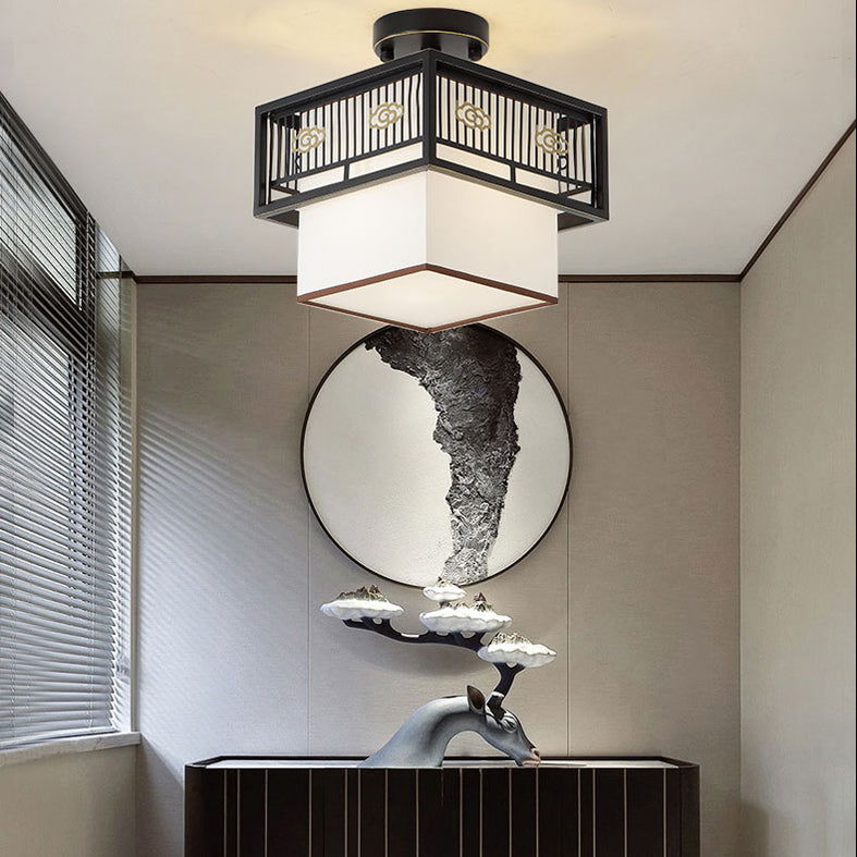 Shaded Aisle Ceiling Flush Mount Traditional-Style Fabric Black Ceiling Mounted Fixture