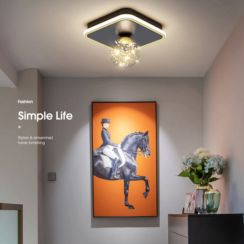 Geometric Ceiling Light Fixture Minimalist Metal LED Black Ceiling Mounted Fixture