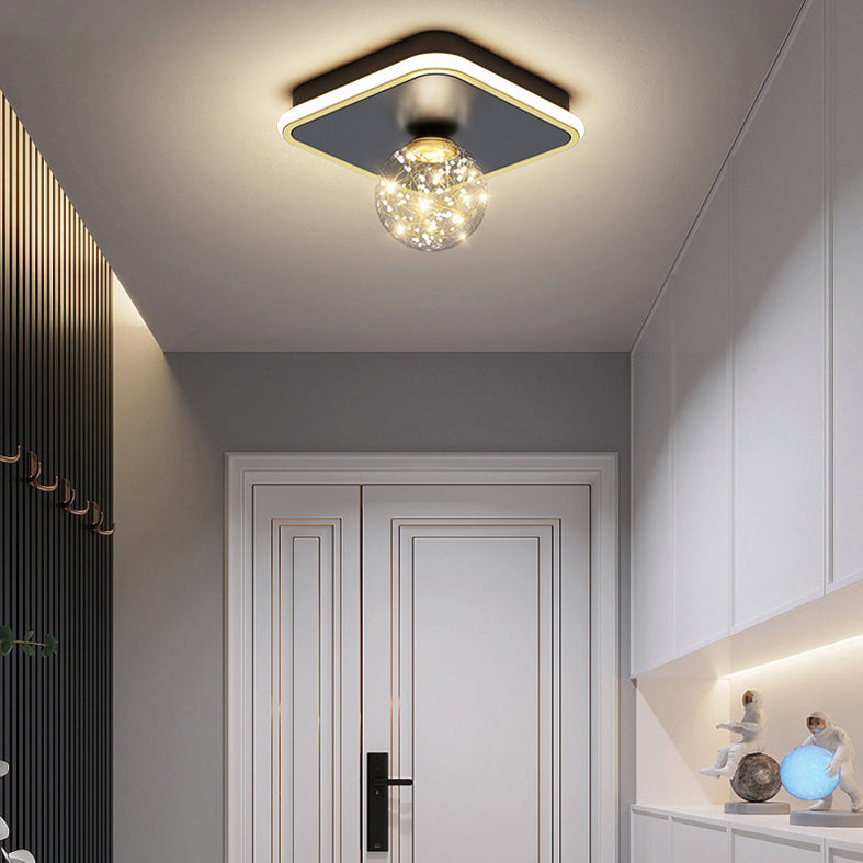 Geometric Ceiling Light Fixture Minimalist Metal LED Black Ceiling Mounted Fixture