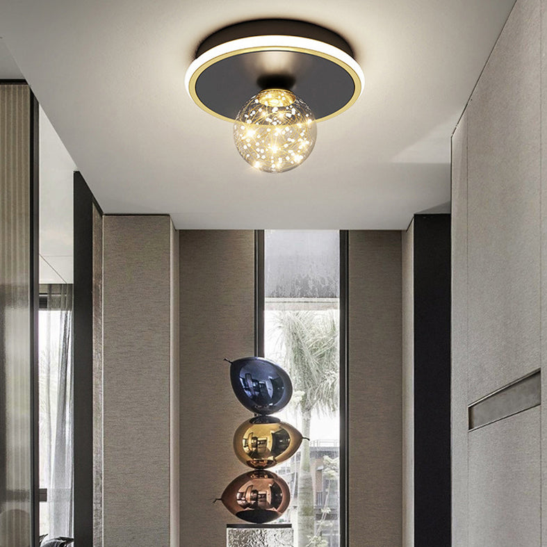 Geometric Ceiling Light Fixture Minimalist Metal LED Black Ceiling Mounted Fixture