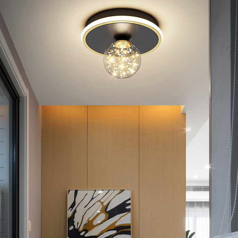 Geometric Ceiling Light Fixture Minimalist Metal LED Black Ceiling Mounted Fixture