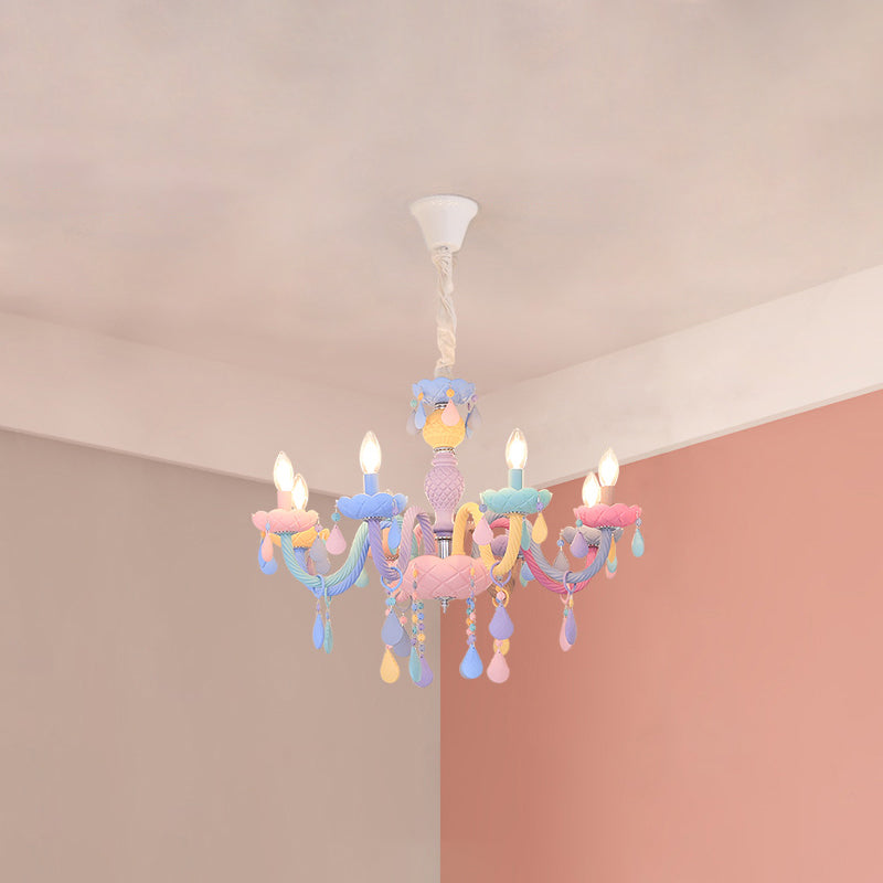 Pendre coloré en acier inoxydable dans un lustre en cristal de style créatif moderne pour chambre à coucher