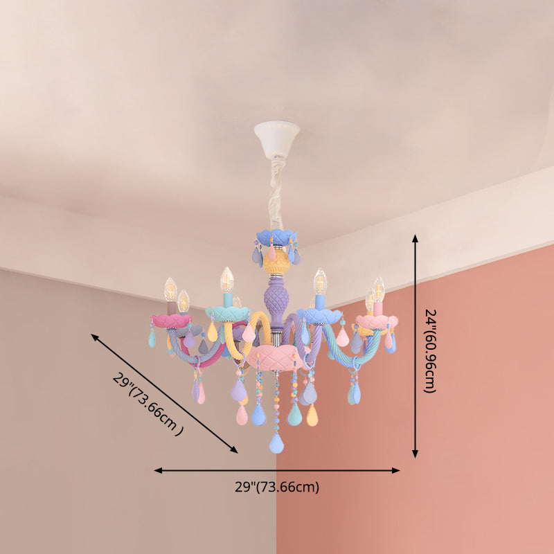 Pendre coloré en acier inoxydable dans un lustre en cristal de style créatif moderne pour chambre à coucher