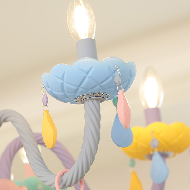 Pendre coloré en acier inoxydable dans un lustre en cristal de style créatif moderne pour chambre à coucher