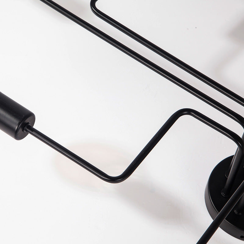 Black Sputnik Semi Flush Monte en estilo de techo de hierro forjado de estilo retro industrial para sala de estar