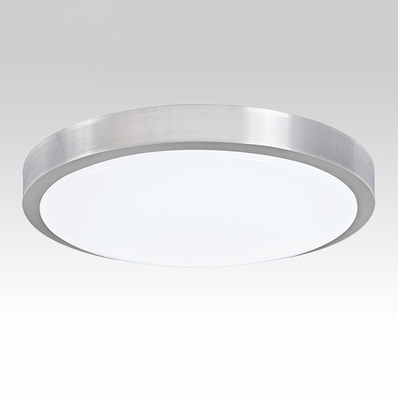 Silver Circular LED Ceiling Light in Modern Concise Style Aluminium Flush Mount with Acrylic Shade